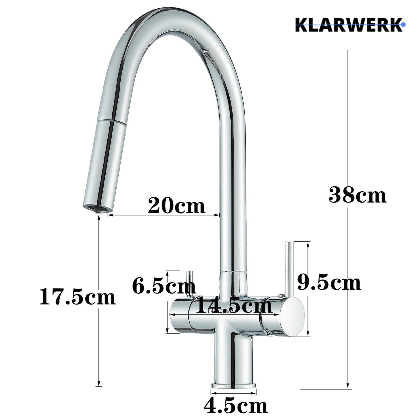 Ausziehbare 3 Wege Küchenarmatur "Jana" - Chrom